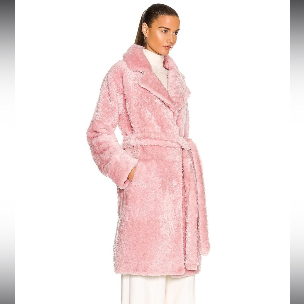 Nour Hammour Milano Lamb Fur Pink Coat 36